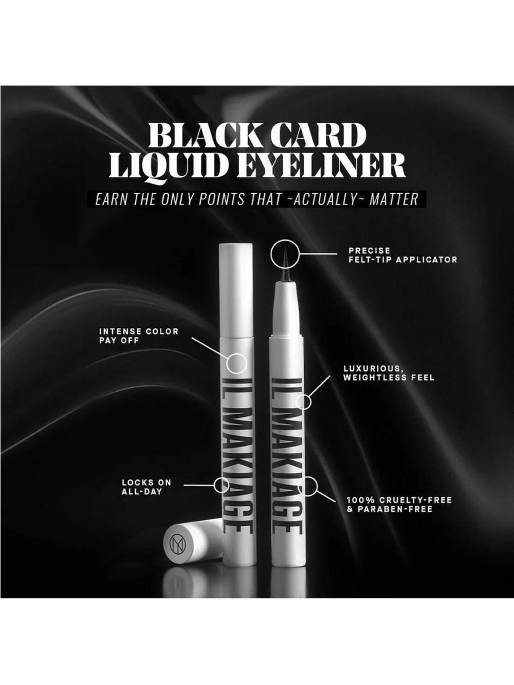 IL Makiage Black Card Liquid Eyeliner- waterproof, pigmented, precise, vegan